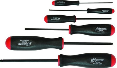 BONDHUS 74686 Set 6 ProHold Ball End Screwdrivers 1.5-5mm Combination Screwdriver Set(Pack of 6)
