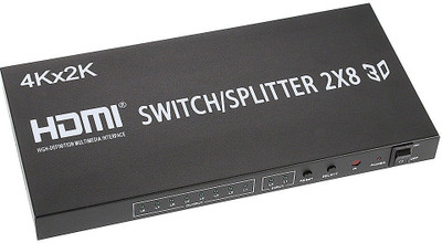 

ANDTRONICS HDMI 2x8 Matrix Switch Splitter Converter Switcher With Remote Control 2 in 8 out 4K 3D 1080p v1.4 Media Streaming Device(Black)