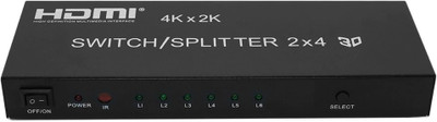 

ANDTRONICS HDMI 2x4 Matrix + Audio Extractor HDMI Switch Splitter Converter Switcher With Remote Control 2 in 4 out 4K 3D 1080p v1.4 Media Streaming Device(Black)