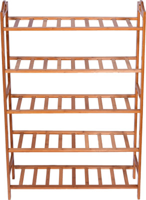 Haneez Solid Wood Collapsible Shoe Stand(Brown, 5 Shelves)