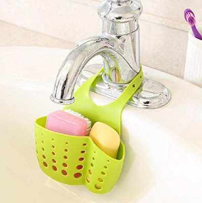 

spazies Kitchen Bathroom Sponge Soap Water Draining Hanging Holder Organizer for Faucet Sink Caddy Organizer Kitchen Accessories(Green)