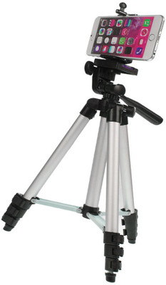 

LIFEMUSIC Mobile Phone Camera Stand Holder Tripod-3110 Portable Adjustable Aluminum Lightweight Camera Stand With Three-Dimensional Head & Quick Release Plate For Video Cameras and mobile Tripod // Portable & Foldable Camera - Mobile Tripod With Mobile Cl