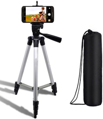 

casadomani Tripod 3110 Portable & Foldable Camera & Mobile Tripod with Mobile Clip Holder Bracket Fully Flexible Mount Cum Tripod Stand with Three-Dimensional Head & Quick Release Plate Tripod(Silver & Black, Supports Up to 1500)
