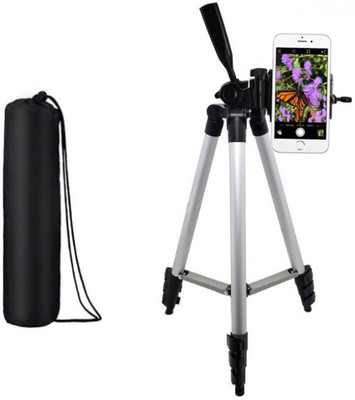 

Blue Birds Tripod 3110 Portable & Foldable Camera & Mobile Tripod with Mobile Clip Holder Bracket Fully Flexible Mount Cum Tripod Stand with Three-Dimensional Head & Quick Release Plate Tripod(Silver, Black, Supports Up to 1500)