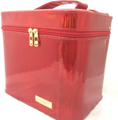 

shamax 1 tray big cosmetic bag patend red cosmetic box Vanity Box(Red)