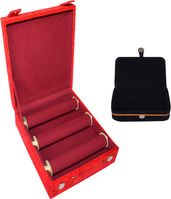 

Aavni Plain 3 Rod Bangle Box & 1 Ring Box Jewellery Box Vanity Box(Red)