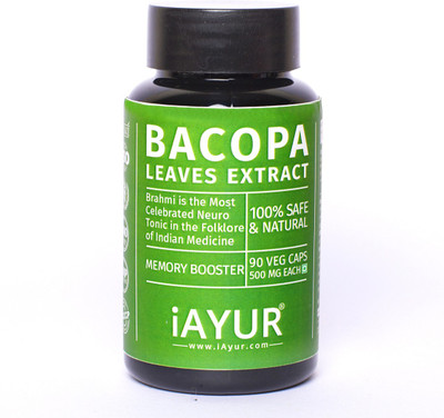 

iAYUR Bacopa (Brahmi) Extract Certified & Tested 100% Potent, Pure & Safe 500 Mg(90 No)