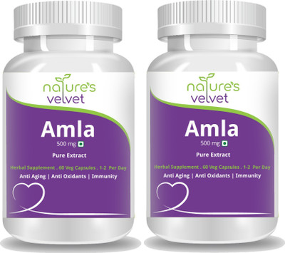 

Natures Velvet Lifecare Amla Pure Extract 500mg, 60 Veggie Capsules pack of 2(120)