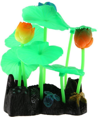 

SRI Fish Aquarium Decorative Fluorescent Green Plastic Lotus Leaf Laterite Planted Substrate(Multicolor)