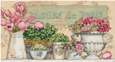 

Dimensions 'Flowers of Paris' Counted Cross Stitch Kit, 14 Count Beige Aida, 14" x 8"