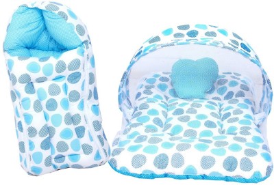 RBC RIYA R blue dot combo combo of net bed and sleeping bag crib(Fabric, Blue)