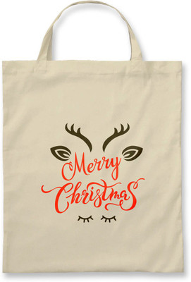 

Rawpockets Rawbags ' Merry Chirstmas-moose ' - Natural Colour Tote Bag Multipurpose Bag(Beige, 5 L)
