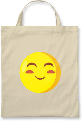 

Rawpockets Rawbags ' Smiling Face With Smliling Eyes Emoji ' - Natural Colour Tote Bag (Nursery/Play School) Multipurpose Bag(Beige, 5 L)
