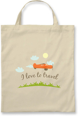 

Rawpockets Rawbags'I Love to Travel'- Natural Colour tote bag (Nursery/Play School) Multipurpose Bag(Beige, 5 L)