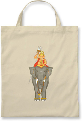 

Rawpockets Rawbags'Lord Ganesha With Elephant'- Natural Colour tote bag Multipurpose Bag(Beige, 5 L)