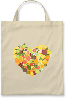 

Rawpockets Rawbags'Heartin Fruits'- Natural Colour tote bag (Nursery/Play School) Multipurpose Bag(Beige, 5 L)
