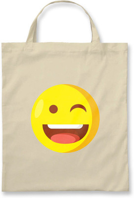 

Rawpockets Rawbags ' Crazy Smiley Face ' - Natural Colour Tote Bag Multipurpose Bag(Beige, 5 L)