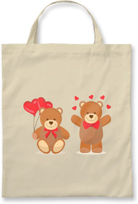 

Rawpockets Rawbags ' Teddy Bear With Heart ' - Natural Colour Tote Bag (Nursery/Play School) Multipurpose Bag(Beige, 5 L)
