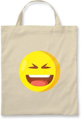 

Rawpockets Rawbags ' Laughing Free Emoji ' - Natural Colour Tote Bag (Nursery/Play School) Multipurpose Bag(Beige, 5 L)