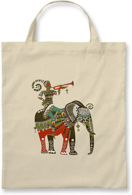 

Rawpockets Rawbags'African Elephant Riding With Music'- Natural Colour tote bag Multipurpose Bag(Beige, 5 L)