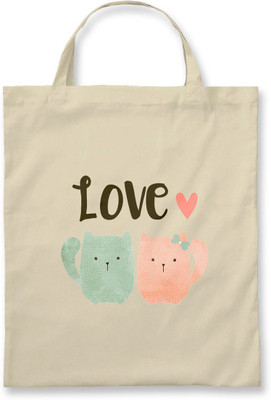 

Rawpockets Rawbags'Cat Love'- Natural Colour tote bag Multipurpose Bag(Beige, 5 L)