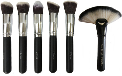 

L'Rivara 5 Piece Foundation Makeup Brush Set + 1 Piece Fan Makeup Brush (LR-130)(Pack of 6)