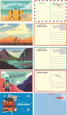 

macro Set of 5 adventure themed postcards Post Card(Multicolor, Pack of 5)
