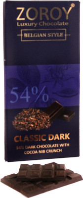 

Zoroy Luxury Chocolate Pure Belgian Couverture Dark Chocolate with cocoa nibs bar - 100gms Bars(100 g)