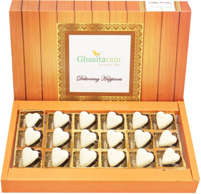 

Ghasitaram Gifts Double Decker Heart Chocolates 18 pcs Bars(270 g)
