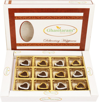 

Ghasitaram Gifts Sheen Chocolate Hearts 12pcs Bars(120 g)