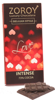 

Zoroy Luxury Chocolate Pure Belgian Couverture Dark Chocolate bar with Love Hearts Theme - 100gms Bars(100 g)