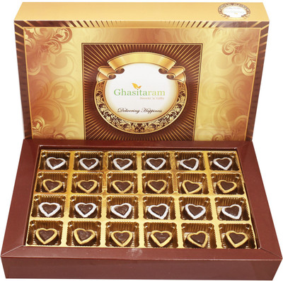 

Ghasitaram Gifts Sheen Chocolate Hearts 24 pcs Bars(240 g)