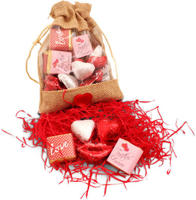 

Zoroy Luxury Chocolate Mini Jute pouch with Valentines day chocolates Fudges(120 g)