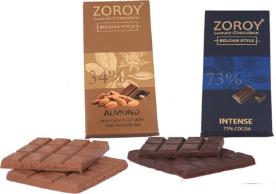 

Zoroy Luxury Chocolate pure belgian couverture Milk and 70% Dark chocolate Bar combo Bars(Pack of 2, 200 g)