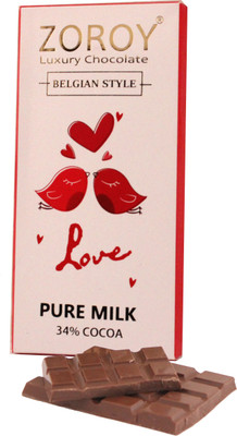 

Zoroy Luxury Chocolate Pure Belgian Couverture Milk Chocolate bar with Love bird Theme - 100gms Bars(100 g)