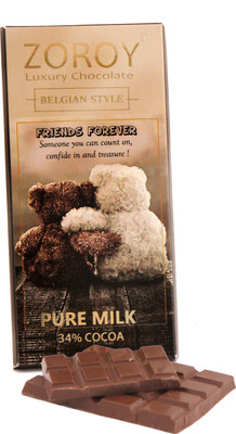 

Zoroy Luxury Chocolate Pure Belgian Couverture Milk Chocolate Friends forever message bar Bars(100 g)
