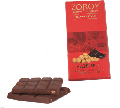 

Zoroy Luxury Chocolate 70% pure Belgian couverture dark chocolate with roasted hazelnuts Bars(100 g)