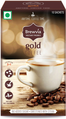 

Brewvia Instant Coffee Sachets With Stevia - Instant Coffee Powder For Cold & Hot Coffee - Sugarfree Coffee Powder (Pack Of 15) Instant Coffee 150 g(Pack of 15, Chocolate Flavoured)