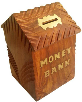 

ASOY Wooden Hut Cutter Money Bank Coin Bank(Brown)