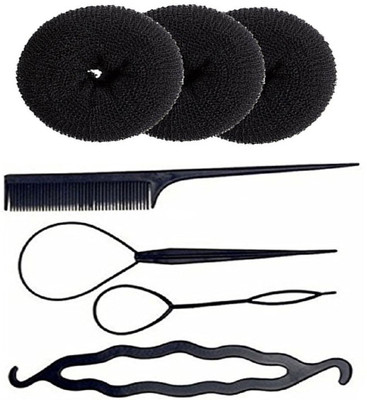 

S R Enterprises hair fashion juda bun donuts and diy kit tools [pack of 7pcs](Set of 7)