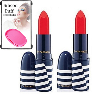 

REBELEYES Silicon Puff & Mac Matte Finish Long Lasting Red Lipstick(Set of 3)