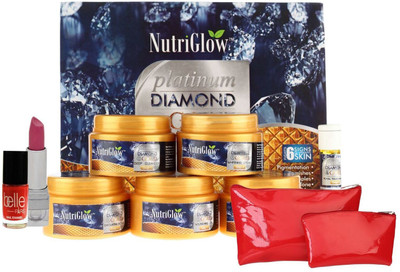 

NutriGlow Platinum Diamond Facial Kit (250+10)g with pouch Free(Set of 5)