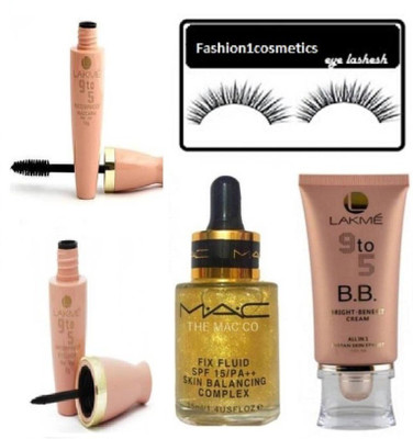 

FASHION1COSMETICS COMBO SETS EYELASH, FIX FLUID,9 TO 5 FOUNDATION BB,AND EYELINER ,MASCARA(Set of 5)