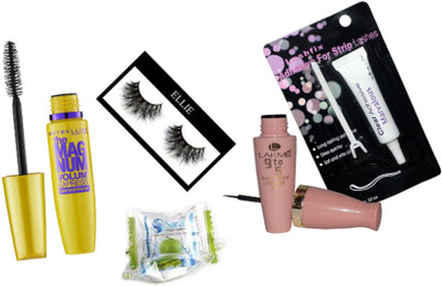 

Ellie Eyelashes, 9to5 Eyeliner, Maybelline New York The Mag Num Volum Express, Eyelashes Glue, Magic Napkin 2(Set of 5)