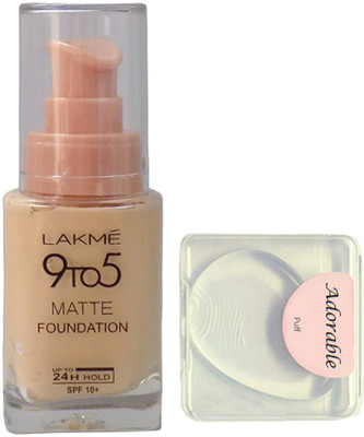 

Adorable Silicon puff, Lakme 9to5 matte foundation(Set of 2)