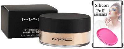 

REBELEYES Silicon Puff & Mac Loose Powder Select Sheer for Women(Set of 2)