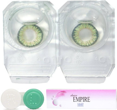 Choice Empire Green Colored Contact Lens 1 Pair with 1 case (0 Power) Monthly Contact Lens(0, Green, Pack of 2)
