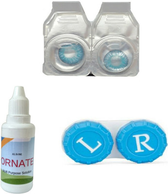 

Ornate Deep Blue Colored Contact Lens 1 Pair with case and solution (0 Power) Monthly Contact Lens(0, Deep Blue, Pack of 2)