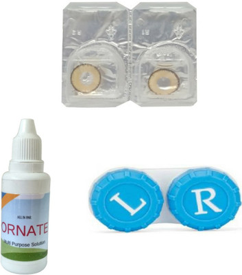 

Ornate Hazel Colored Contact Lens 1 Pair with case and solution (0 Power) Monthly Contact Lens(0, Hazel, Pack of 2)