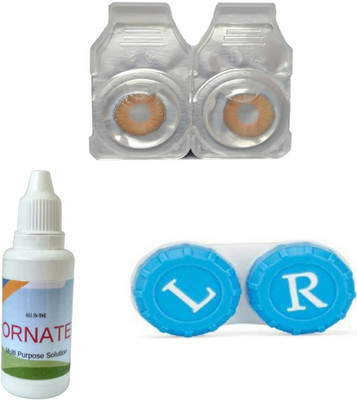 

Ornate Honey Colored Contact Lens 1 Pair with case and solution (0 Power) Monthly Contact Lens(0, Honey, Pack of 2)